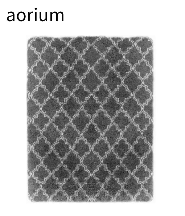 aorium Shaggy Moroccan Geometric Trellis Rug, Modern Rugs Carpets for Living Room Bedroom, Kids Dorm, Girls Baby Room Carpet, Dark Grey and White Rugs, Ultra Soft Large Area Rugs 5' x 8'